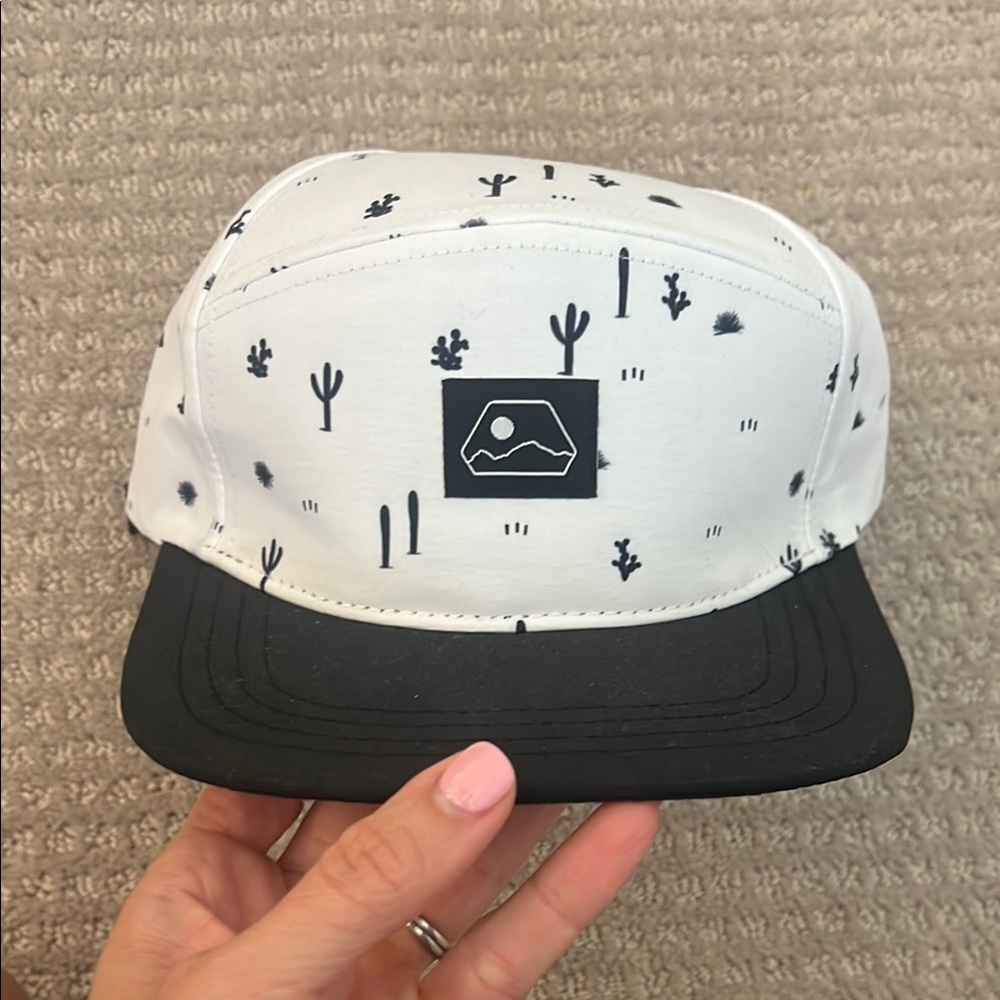 Kids' Black and White Cactus Print Cap